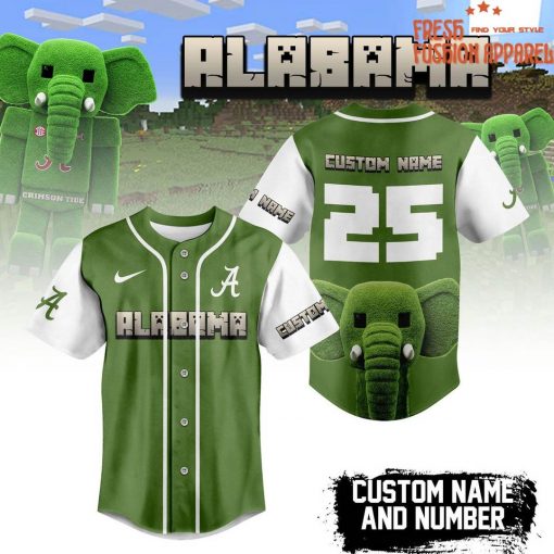 Alabama Crimson Tide x Minecraft Personalized Baseball Jersey