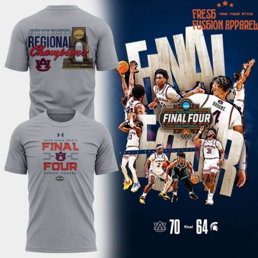 Auburn Tigers men’s Basketball 2025 South Regional Champions Final Four Grey Tee