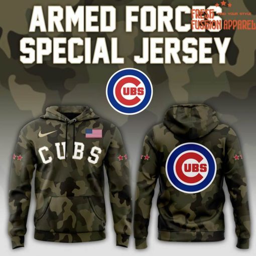 Chicago Cubs Armed Forces 2025 Limited Camo Hoodie