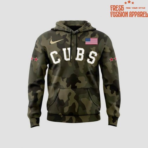Chicago Cubs Armed Forces 2025 Limited Camo Hoodie