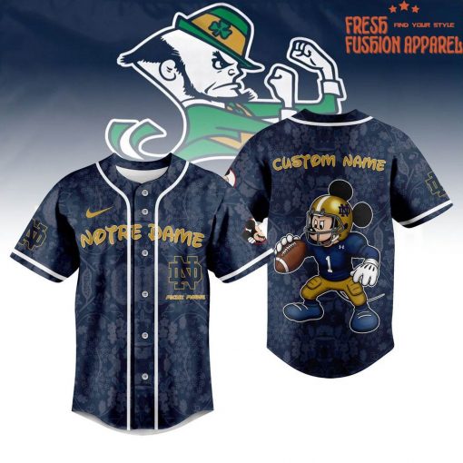 Notre Dame Fighting Irish x Mickey Mouse Personalized Baseball Jersey