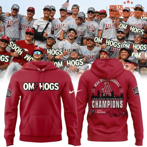 Arkansas Razorbacks Baseball OMAHOGS Super Regional Champions 2025 Hoodie – Limited Edition
