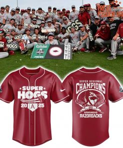 Arkansas Razorbacks Baseball SUPERHOGS Regional Champions 2025 Baseball Jersey