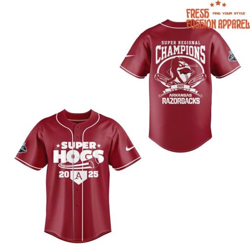 Arkansas Razorbacks Baseball SUPERHOGS Regional Champions 2025 Baseball Jersey