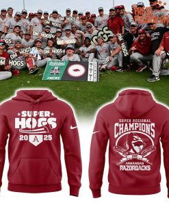 Arkansas Razorbacks Baseball SUPERHOGS Regional Champions 2025 Hoodie