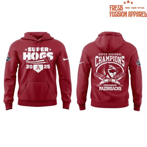 Arkansas Razorbacks Baseball SUPERHOGS Regional Champions 2025 Hoodie