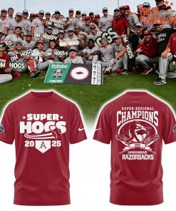 Arkansas Razorbacks Baseball SUPERHOGS Regional Champions 2025 Tee