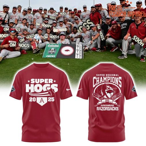 Arkansas Razorbacks Baseball SUPERHOGS Regional Champions 2025 Tee