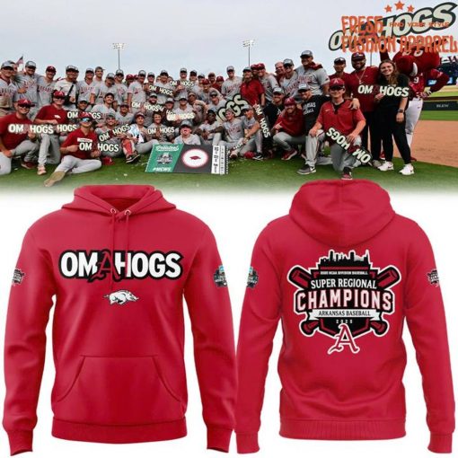 Arkansas Razorbacks OMAHOGS Men’s College World Series Baseball Hoodie