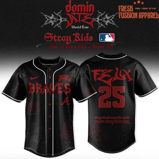 Atlanta Braves x Stray Kids DominATE World Tour Felix Baseball Jersey