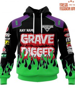 Grave Digger Monster Jam Green Flame Personalized Hoodie
