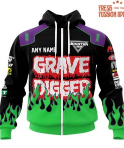 Grave Digger Monster Jam Green Flame Personalized Hoodie