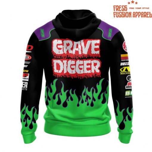 Grave Digger Monster Jam Green Flame Personalized Hoodie