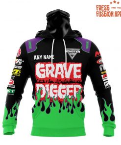Grave Digger Monster Jam Green Flame Personalized Hoodie