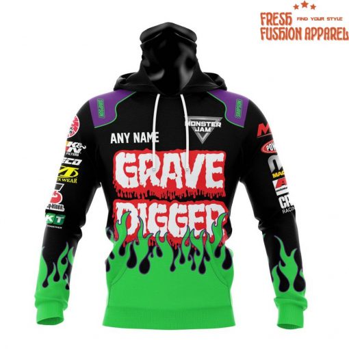 Grave Digger Monster Jam Green Flame Personalized Hoodie