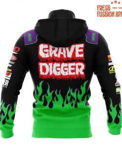 Grave Digger Monster Jam Green Flame Personalized Hoodie