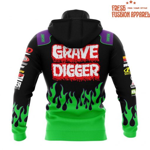 Grave Digger Monster Jam Green Flame Personalized Hoodie